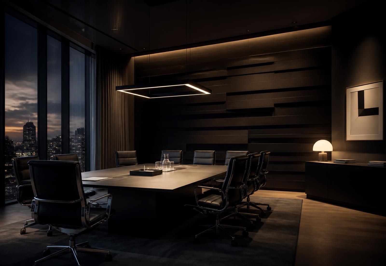 Executive boardroom with layered architectural detail